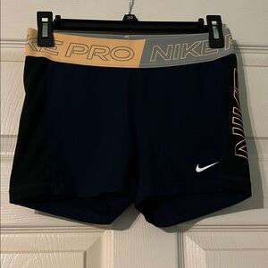 Nike Pro Dri-Fit Navy and Gold Athletic Shorts. Size M. New/no wear.